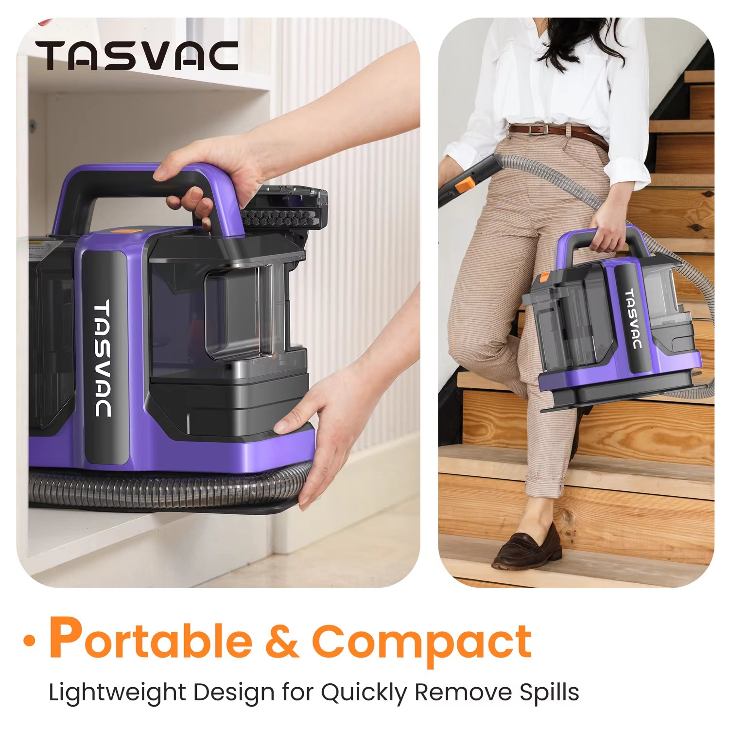 TASVAC C7 Portable Carpet & Upholstery Cleaner Machine for Pets, Stairs, Couch Area Rugs, Upholstery, Car Seat