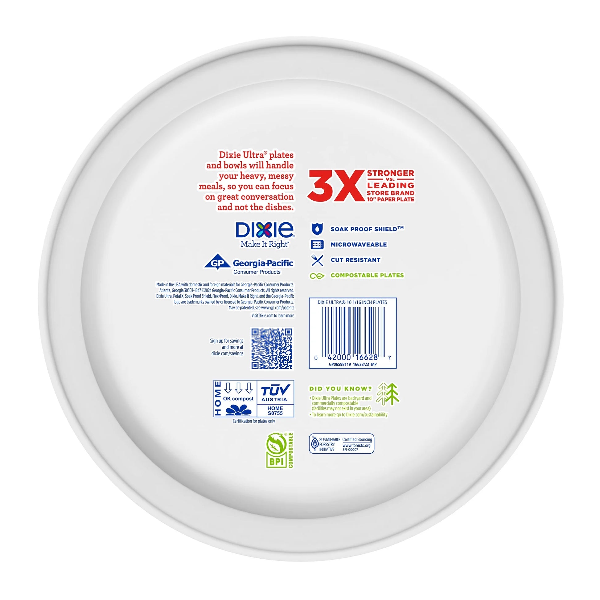 Ultra Disposable Paper Plates, 10", Multi-Color, 50 Count