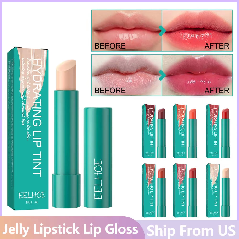 6Color Jelly Lip Gloss Lasting Moisturizing Transparent Lipstick Anti-Drying Redue Lip Lines Lip Oil Lip Tint Makeup Products