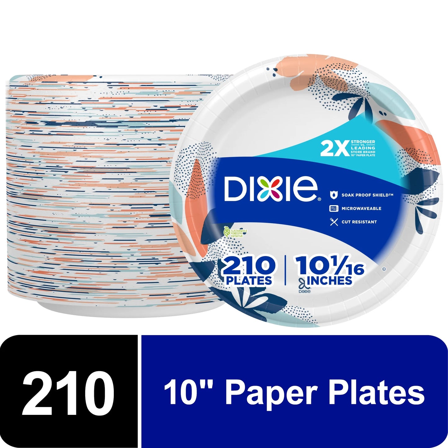 (4 Pack)  Everyday Disposable Paper Plates, 10", Multi-Color, 210 Count