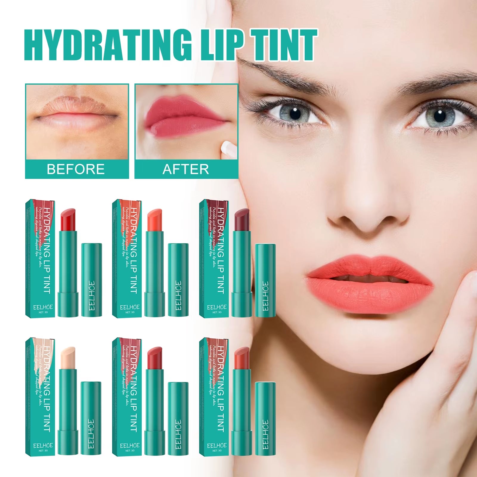 6Color Jelly Lip Gloss Lasting Moisturizing Transparent Lipstick Anti-Drying Redue Lip Lines Lip Oil Lip Tint Makeup Products